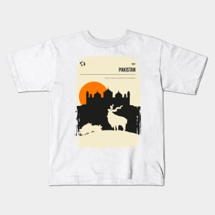 Pakistan Vintage Minimal Book Cover Markhor Travel Poster Kids T-Shirt